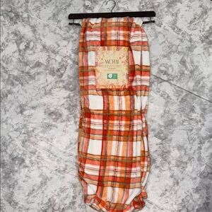 MOII Plaid Fleece Throw Blanket - Orange and White